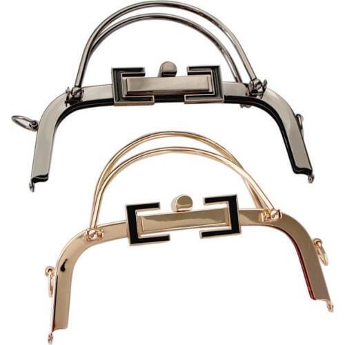 K605 arch 20.5CM Double handle square ring buckle screw purse frame golden black DIY Kiss lock Bag Accessories