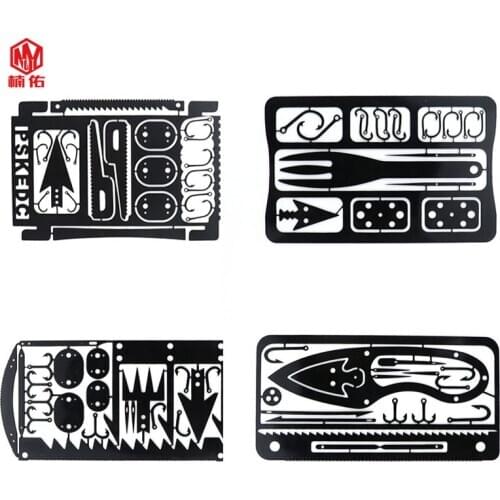 1PC Outdoor EDC Stainless Steel Fishing Hook Card Portable Fishing Hunting Multifunction Tool Card EDC Camping Survival Card