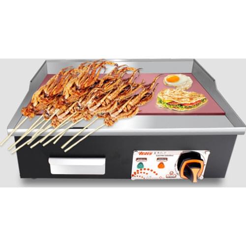 Commercial Electric Grill Skillet Stainless Steel Electric Griddle Grooved & Flat Large Hotplate Teppanyaki Grill