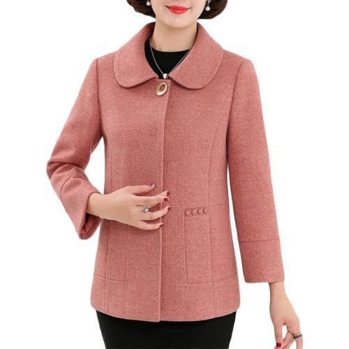 Spring Autumn Jacket Short Woolen Cardigan 2019 Middle-aged Women Woolen coat Womens High quality Plus size Casual Overcome F248