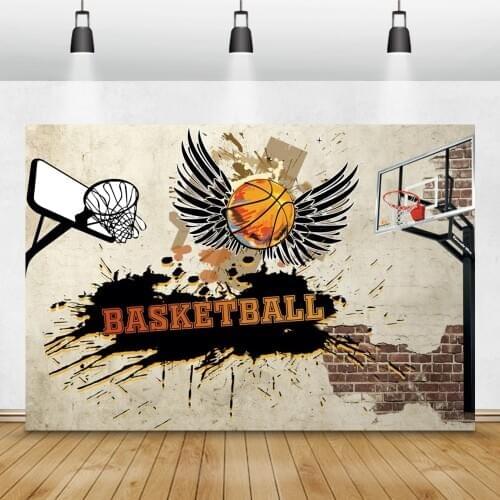 Laeacco Gray Cement Brick Wall Backdrop For Photography Basketball Hoop Sport Baby Shower Photocall Backgrounds For Photo Studio