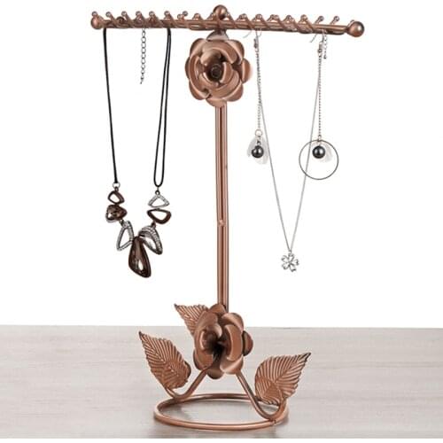 Metal Rose shape Jewelry Storage Case Necklace Display Bracelet Chain Earring Rings Rack Holder Stand Organizer Shelf 30*26cm