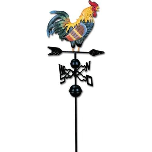 Metal Weather Vane Painted Cock Decorated Weather Vane Iron Rooster Ornament For Roof Shack Indicating Wind Direction Yard Decor