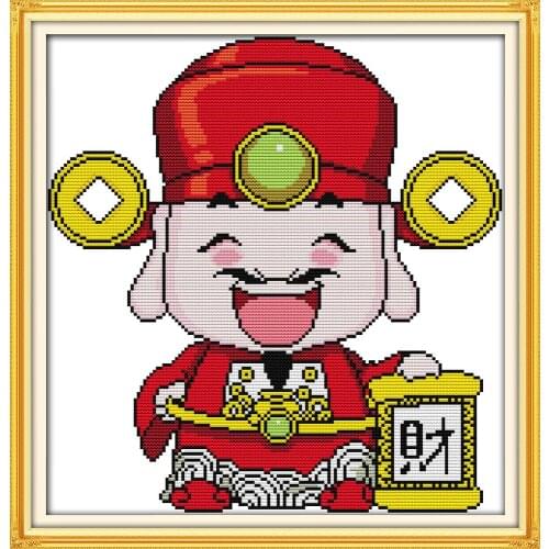 Little God of Wealth (3) cross stitch kit Chinese pattern count print canvas DMC embroidery DIY handmade needlework supplies bag