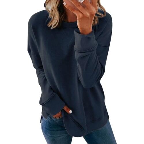 NONE Womens Clothing womens sweatshirts Casual Long Sleeve Solid Color Round Collar Hoodie sweatshirt womens sweatshirt