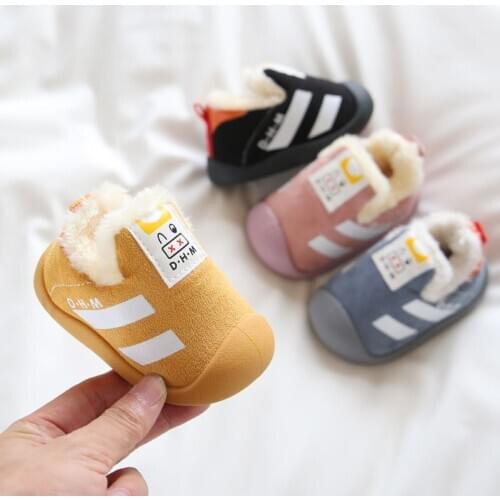 Baby Boy Shoes Winter Thicken Warm First Walkers Soft Sole Toddler Shoe For Girls Non-slip Casual Child Sneakers Light Cartoon