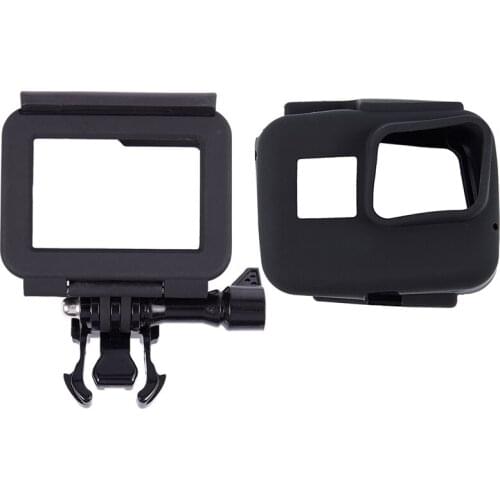 Plastic Protective Standard Border Frame Case for Gopro Hero 5 Black Action Camera & for Gopro Hero 5 Soft Silicone Case Cover S