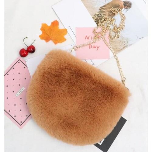 Plush Love Shoulder Crossbody Bag 2021 Women Fashion Half Round Shaped Bag Female Chain Messenger Bag