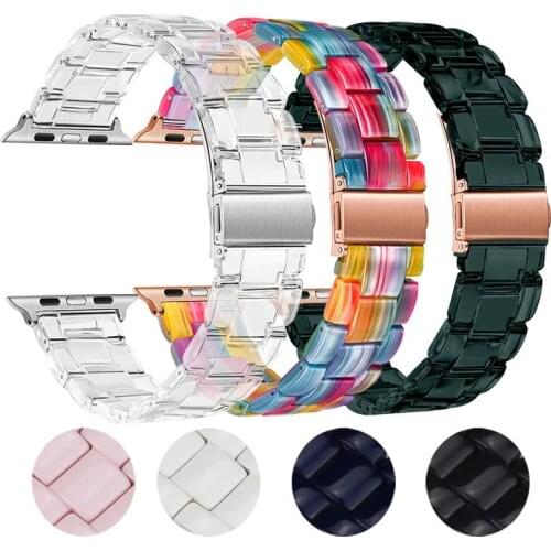 Resin Strap for Apple Watch iWatch 6 5 4 3 2 1 SE 38mm 42mm 40mm 44mm Transparent Men Women Replacement Bracelet Band 3 Pointer