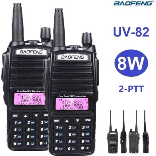 2PCS Baofeng UV-82 Walkie Talkies High Power 8W Dual Band 2 way CB Ham Radio hf Transceiver VHF UHF BF UV82 for Hunting 10km