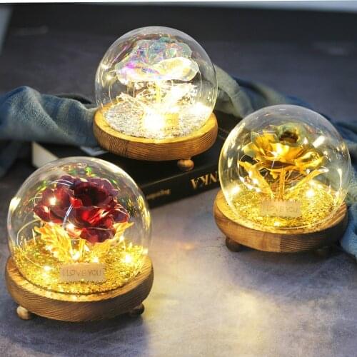 I Love You Beauty And The Beast Galaxy Rose In Glass Dome With LED Lights Sparkling For Christmas Valentines Day Birthday Gift
