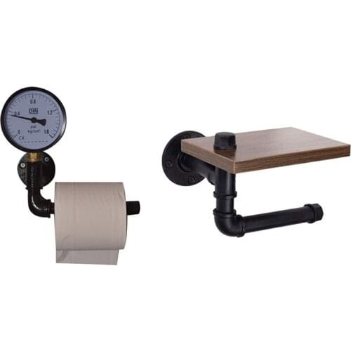 Rustic Industrial Toilet Paper Roll Holder,Pipe Floating Holder for Home/Bathroom,Wall Mounted Shelf