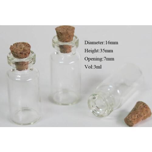 New 20pcs x 3ml glass vial with cork, Cute Mini Cork Stopper Wishing Glass Tube Jars Containers more size available 163507