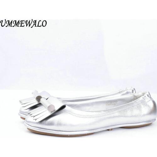 UMMEWALO Flat Shoes Women Genuine Leather Soft Ballet Flats Fashion High Qualiy Round Toe Ballerina Shoes Ladies Casual Shoes