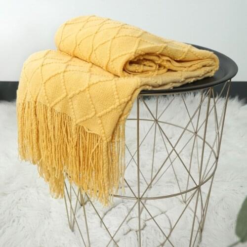 Nordic Sofa Knitted Throw Tassel Thin Cover Blanket For Home Office Warm Travel TV Nap Sofa Air Condition Blankets All Season