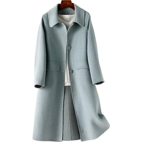 High-quality double-sided cashmere coat female medium long 2020 new autumn winter high-end woolen coats womens overcoat