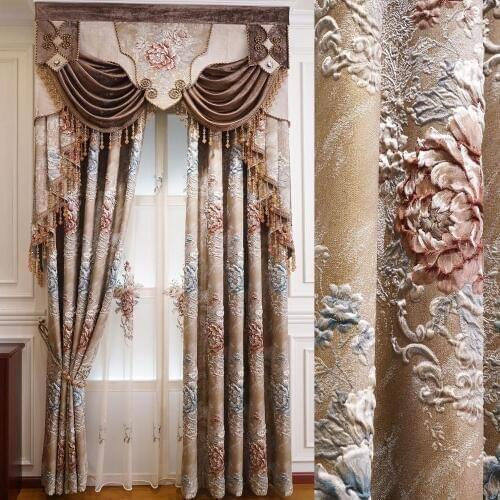 High grade 4 D anaglyph curtains For Living Room Window Curtains Bedroom Embroidered Tulle Curtain Hotel Luxury Home Decor