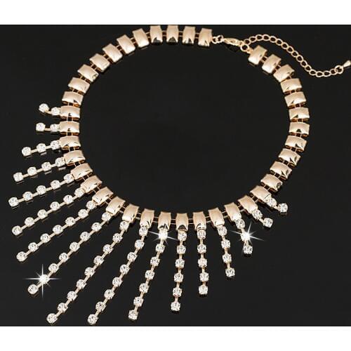 YFJEWE New Women fashion Lovely Occident Style Crystal Exquisite Tassel Necklace best sell #N018