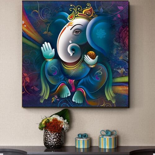 Ganesha Painting Canvas Painting Print Living Room Home Decoration Modern Wall Art Oil Painting Posters Pictures Accessories