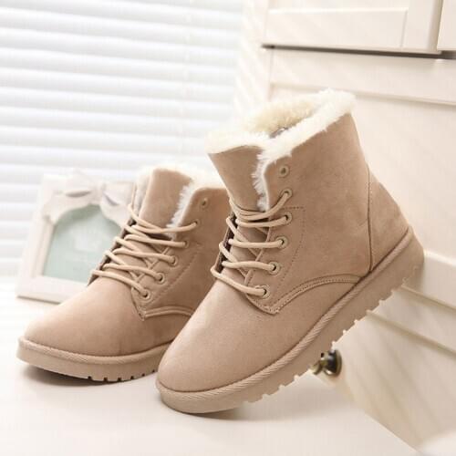 Snow boots ladies shoes woman winter boots 2021 warm fur plush winter shoes women ankle boots lace-up women shoes botas mujer