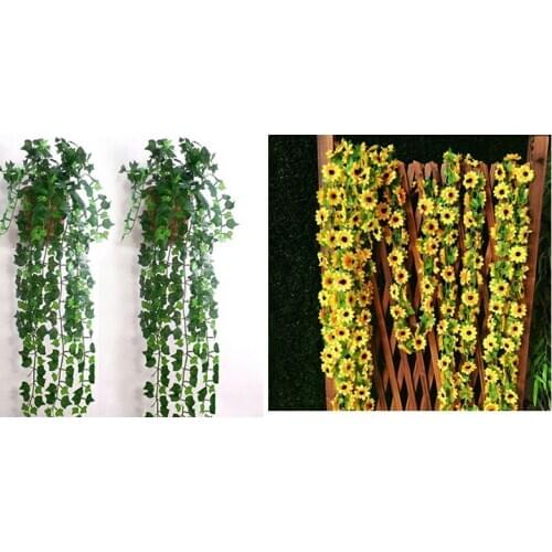 1pcs Ivy Leaf and flower Fake Foliage Plants Vine Artificial Plants Green Garland Home Decor Wedding Decor 2.5m