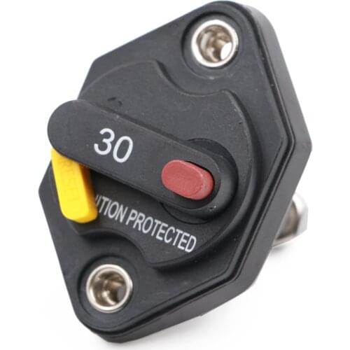 12-32V Circuit Breaker Trolling Motor Car Marine Boat Stereo Audio Inline Inverter Waterproof with Manual Reset Switch Fuse 30A