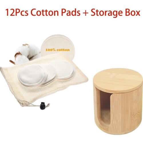 12Pcs Makeup Remover Pads Reusable Cotton Pads Washable Rounds Makeup Removal Cotton Pad Cleansing Pads With Storage Box