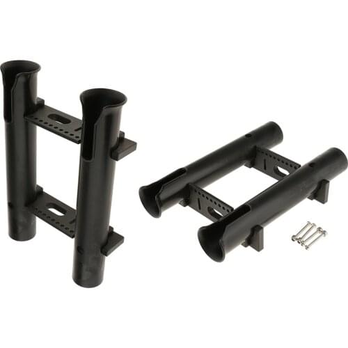 2 Pieces Sea Yacht Marine Boat Fishing Rod Holder 2 Tubes Pole Bracket Sockets with Tools Storage Shelf