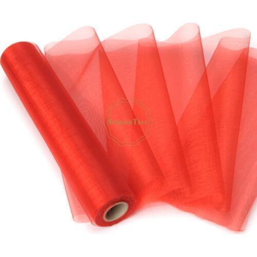 25M x 29CM Red Sheer Organza Roll Fabric DIY Wedding Party Chair Sash Bows Table Runner Swag Decor Hot sale