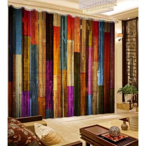 3D Curtain Fashion Customized Colorful Wooden Wall Curtains For Bedroom Custom Any Size Curtain Blackout Curtain Living Room