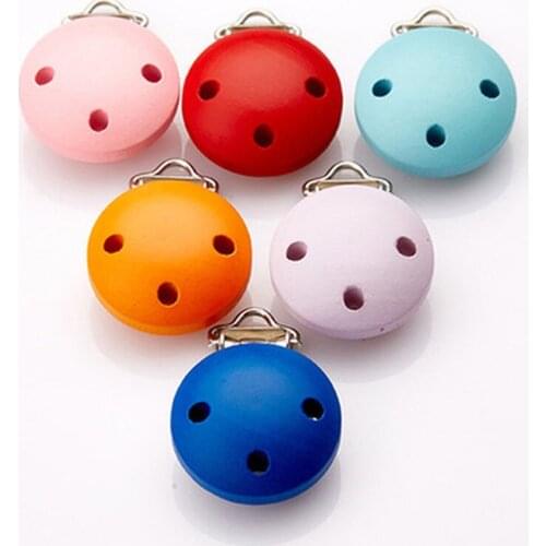 5Pcs Round Wood Pacifier Clip Baby Teething Bead Clip Accessories for DIY Pacifier Chain Tool baby accessories