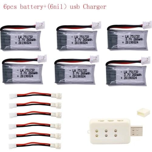 Upgrade 3.7V 260mAh lipo battery and USB Charger For H36 E010 E011 E012 E013 Drone for Furibee F36 RC Quadcopter Drone Parts 25c