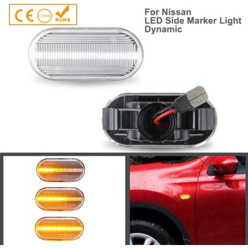 2Pcs No Error Dynamic LED Side Marker Lights Turn Signal Lamp Auto Parts For Nissan NP300 Tiida 350Z Dualis Frontier Armada Note