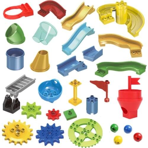 Big Marble Race Run Maze Ball Building Blocks Parts Special Track Slide Gear Pipeline Funnel Cubes Compatible Construction Toys