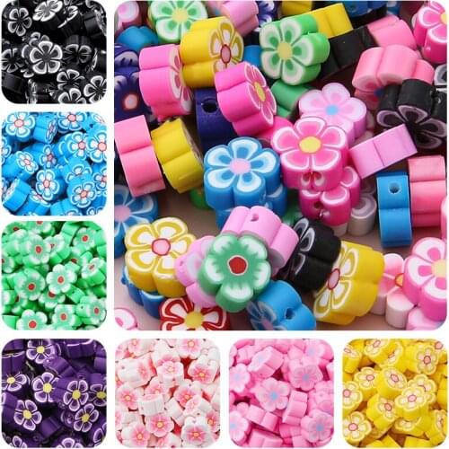 30pcs10mm Plum Blossom Polymer Clay Spacer Loose Beads for Jewelry Making DIY Bracelet Accessories