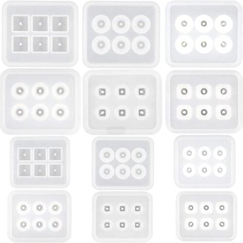 12Pcs All Sizes Round Square Roundle Beads Resin Molds Gemstone Beads Resin Casting Mold Beaded Jewelry Making Tools