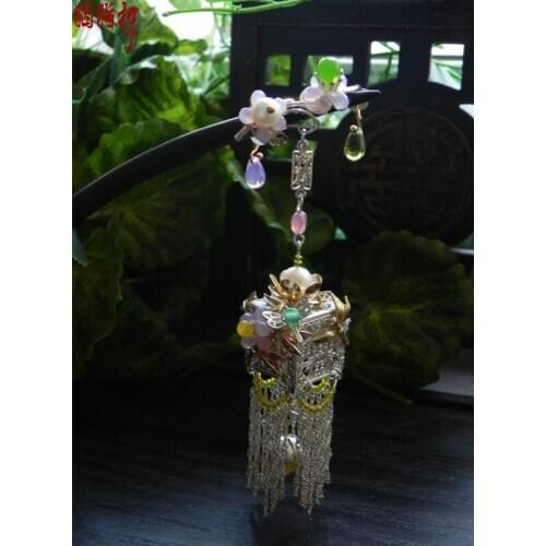 Ebony Black Sanderwood Flower Lantern classical handmade hair stick vintage original hair accessory hair stick