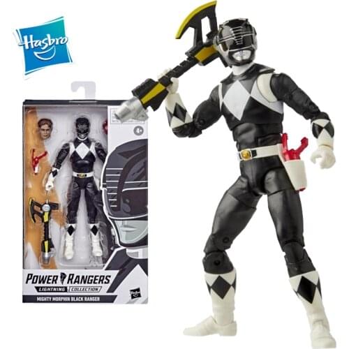 Hasbro Mighty Morphin Power Rangers Lightning Collection Mighty Morphin Black Ranger Action Figure Model Toy Gift About 16Cm
