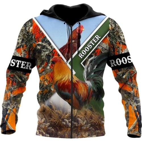 Love Rooster Pattern 3D All Over Printed Autumn Men Hoodies Unisex Casual Pullover Zip Hoodie Streetwear Sudadera Hombre DW0587