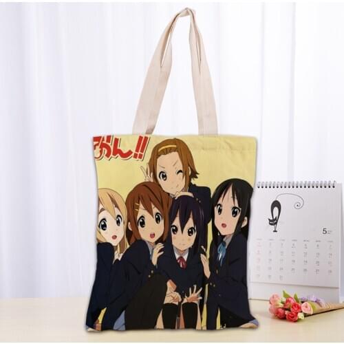 K-ON! Anime Girl Tote Bag Foldable Shopping Bag Reusable Eco Large Unisex Canvas Fabric Shoulder Bags Tote Grocery Cloth Pouch