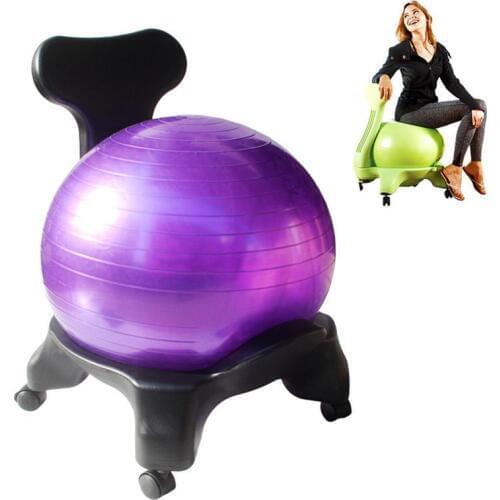 Classic Yoga Ball Chair Balance Ball Chair with Back Support & 55CM Stability Ball Exercise Guide for Home or Office