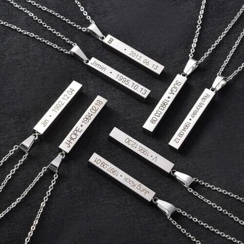 Kpop Bangtan boys necklace Titanium steel JUNGKOOK V SUGA JIMIN JIN fashion korean style bangtan boys kpop necklace