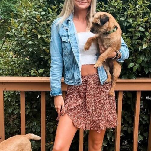 Ruffle mini skirt autumn winter women casual short skirt elegant floral print girl skirt A-line skirt female 2020