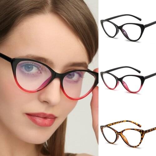 NEW Fashion Womens Anti Blue Light Computer Glasses Cat EyeGlasses Frame Female Vintage Round Glasses Optical Spectacle Eyewear