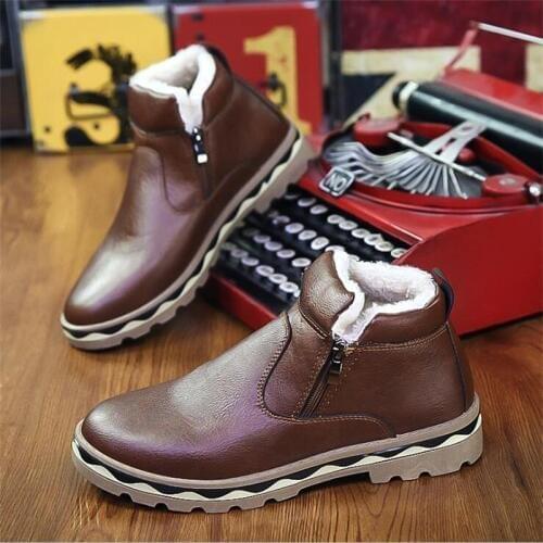 2019 Winter New Hot Casual Korean Trend Students Comfortable Warm Plus Velvet Waterproof Non-slip Mens Snow Boots