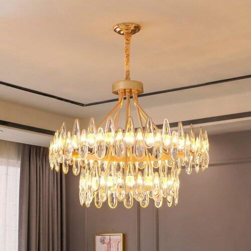 New luxury crystal chandelier living room dining room bedroom kitchen island hang light fixture luxury indoor lighting