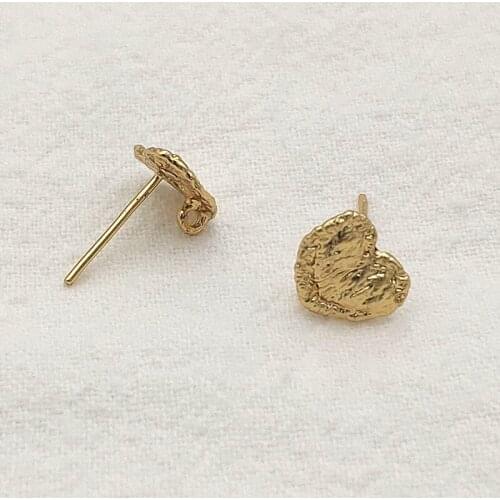 New Arrival! 10x8mm 50pcs 18kgp gold color Copper Heart Earrings Stud Connectors For Handmade Earring Parts DIY Jewelry Findings