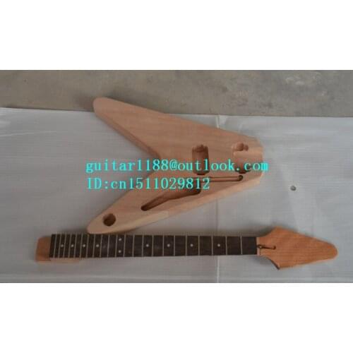 Wholesale and retail unfinished fly-v electric guitar F-1575+softcase+free shipping