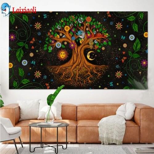 Anime tree of Life diy full square round diamond painting 5d diamond mazayka embroidery crystal Mandala fantasy diamond decor