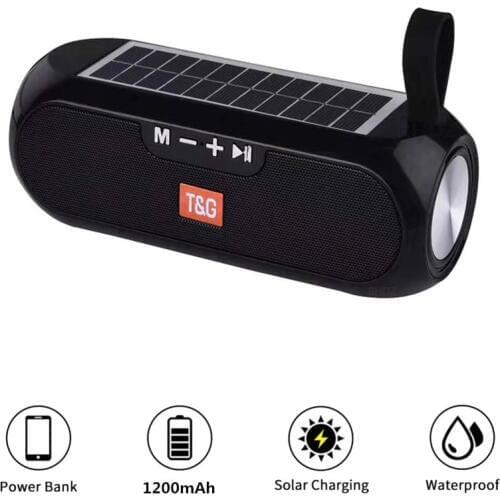 Portable Bluetooth Speaker Solar Energy TWS wireless Column Stereo music player support TFAUX USB Outdoor Waterproof Loudspeaker